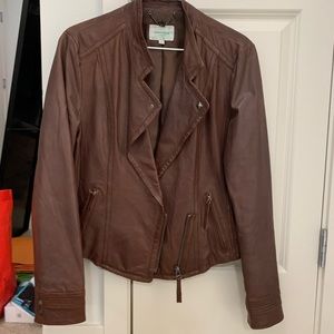 brown faux leather jacket